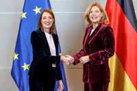 17.3.26 Bundestagspraesidentin Julia Klöckner empfängt die Praesidentin des Europäischen Parlaments, Roberta Metsola